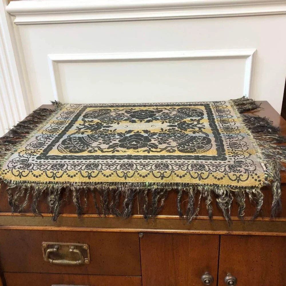Vintage reversible lamp table scarf - Picture 3 of 10